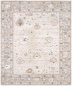 Hand-Knotted Oushak Wool Rug - Silver Grey & Muted Gold Transitional Area Rug | 8x10, 9x12, 10x14 | Traditional Persian Style Luxury Carpet
