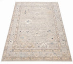Hand-Knotted Oushak Wool Rug - Silver Grey & Muted Gold Transitional Area Rug | 8x10, 9x12, 10x14 | Traditional Persian Style Luxury Carpet