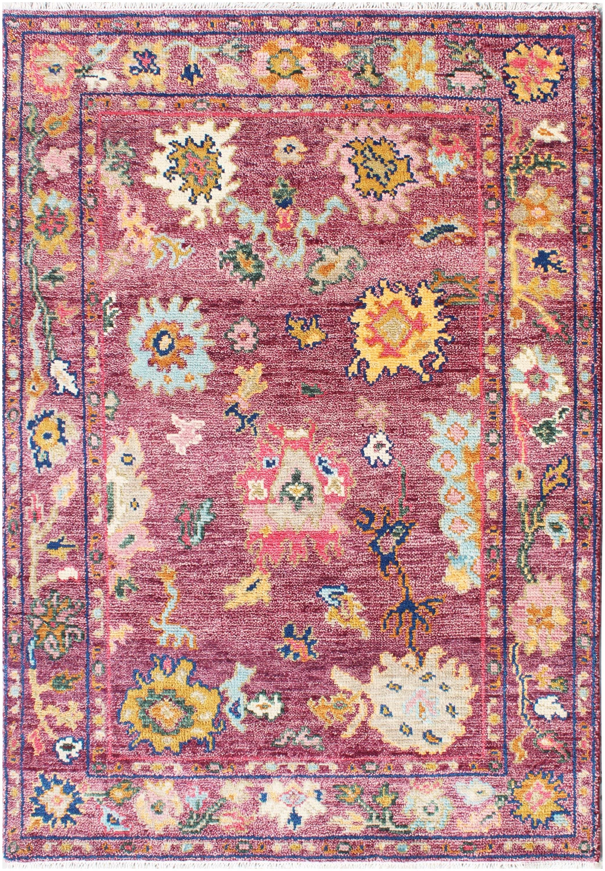 Handknotted Oushak Rug in Vibrant Magenta, deep rose. Modern Turkish Wool Area Rug, Custom Sizes 8x10,9x12,10x14 Traditional Living Room Rug