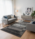 Modern Charcoal Gabbeh Rug 3x5 ft - Hand Knotted Wool Rug - Gray & Black Abstract Transitional Area Rug - Minimalist Tribal Decor