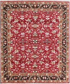 Luxury 8x 10 Red Hand-Knotted Rug, Traditional Floral Pattern Wool Area Carpet for Elegant living room dining room handmade gift