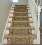 13 ft Long runner, Vintage Persian Style Hallway Runner, Sage Green Blue Oriental Long Runner