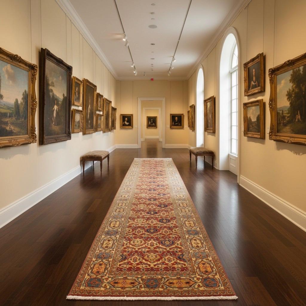 3x14 Extra Long Persian Runner Rug, Hand Knotted Wool Hallway Carpet, Traditional Red Blue Gallery Rug, 3.3x14.2 ft Antique Style Runner