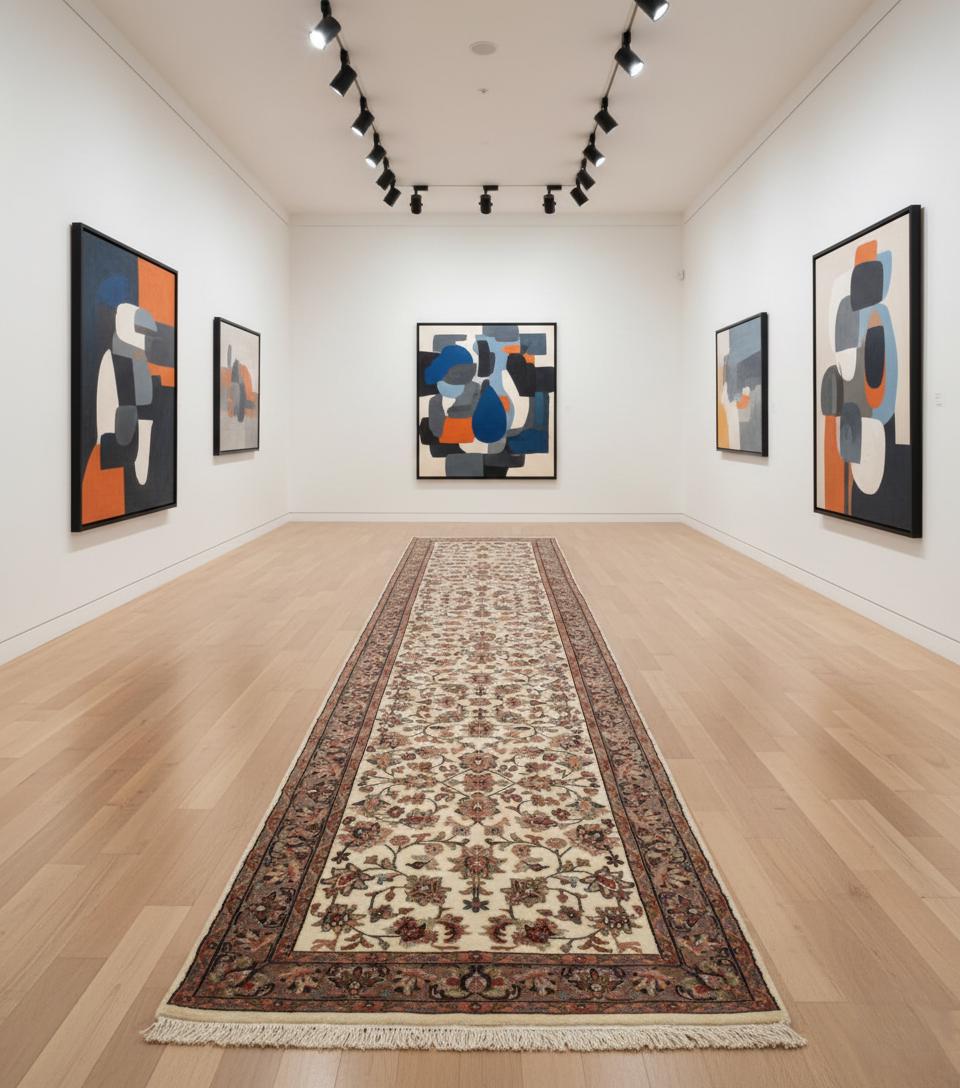 Hand-Knotted Wool Runner 2.5x9.4 ft - Vintage Style Floral Persian Rug - Cream & Sage Green Hallway Runner - Traditional Kitchen Rug Runner