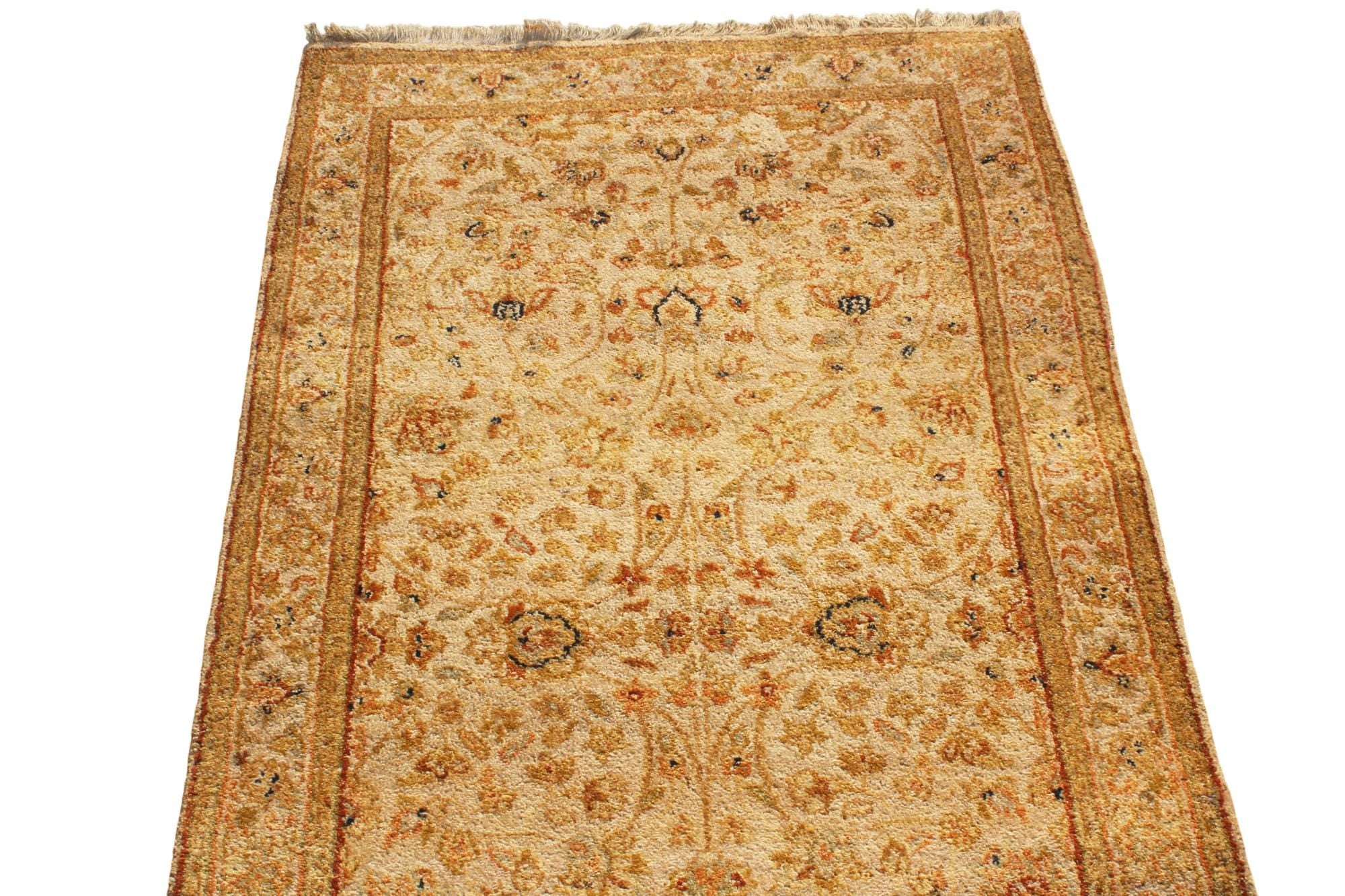 2.8x9.10 ft Vintage Runner Hand Knotted Wool Rug, Neutral Muted Beige Turkish Runner for Hallway, Kitchen, Entryway, Traditional Boho Decor