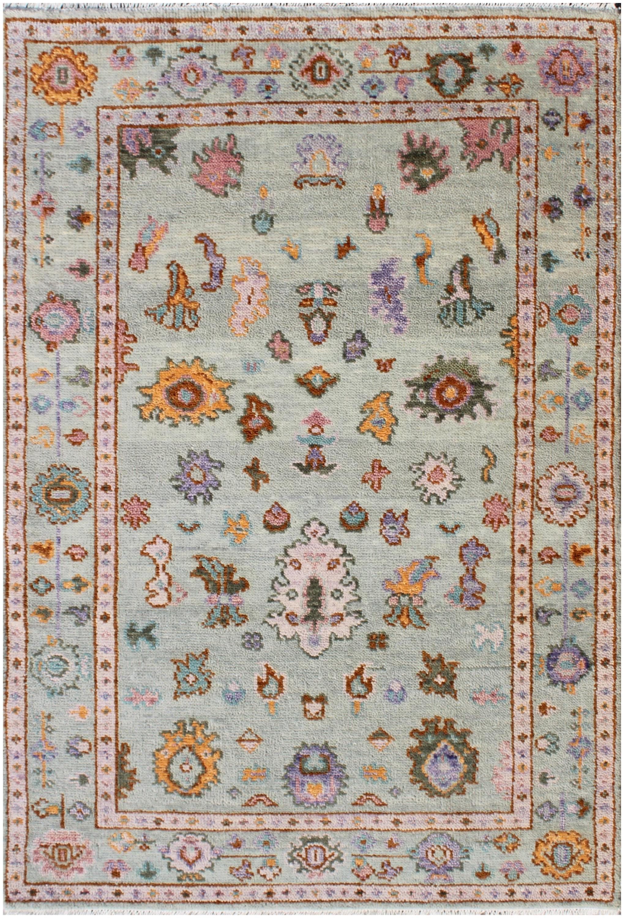 Muted Pastel Oushak Rug, Hand-Knotted Wool Area Rug, Sage Green Traditional Turkish Style Rug, Custom Sizes: 4x6,5x8, 6x9, 8x10, 9x12, 10x14