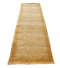 Antique 10 ft Gold Runner, 3x10 Hand Knotted Wool Rug, Muted Oushak Hallway Runner, Neutral Oriental Gallery Rug, 2.7x9.9 ft Transitional