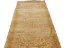 Antique 10 ft Gold Runner, 3x10 Hand Knotted Wool Rug, Muted Oushak Hallway Runner, Neutral Oriental Gallery Rug, 2.7x9.9 ft Transitional