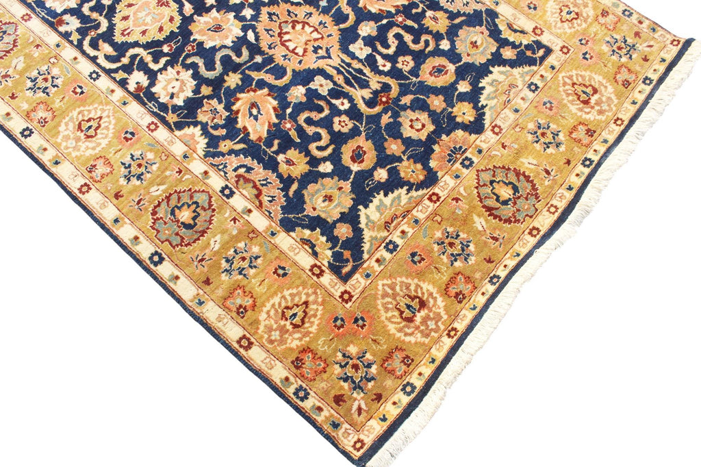 20ft Oversized Hallway Runner Rug, Antique Medallion Navy Gold Wool Gallery Rug