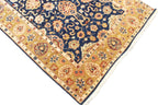 20ft Oversized Hallway Runner Rug, Antique Medallion Navy Gold Wool Gallery Rug