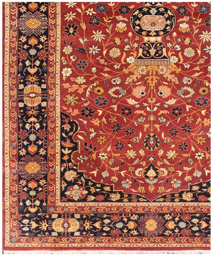 8x10 Hand Knotted Wool Rug, Traditional Rust Floral Area Rug with Vase Motif