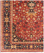 8x10 Hand Knotted Wool Rug, Traditional Rust Floral Area Rug with Vase Motif