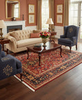 8x10 Hand Knotted Wool Rug, Traditional Rust Floral Area Rug with Vase Motif