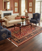 8x10 Hand Knotted Wool Rug, Traditional Rust Floral Area Rug with Vase Motif
