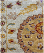 8x10 Hand Knotted Beige and Brown Oriental area Rug for Living Room