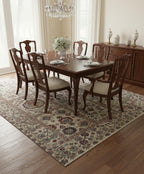 8x10 Hand Knotted Wool Rug Ivory Floral Oriental Area Rug