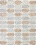 Hand Tufted 5X8 8X10   Ivory Multi wool  geometric pattern lopped pile modern rug.