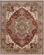 8x10 ft Hand-Knotted Oushak Style Wool Rug - Rust & Sage Heritage Medallion