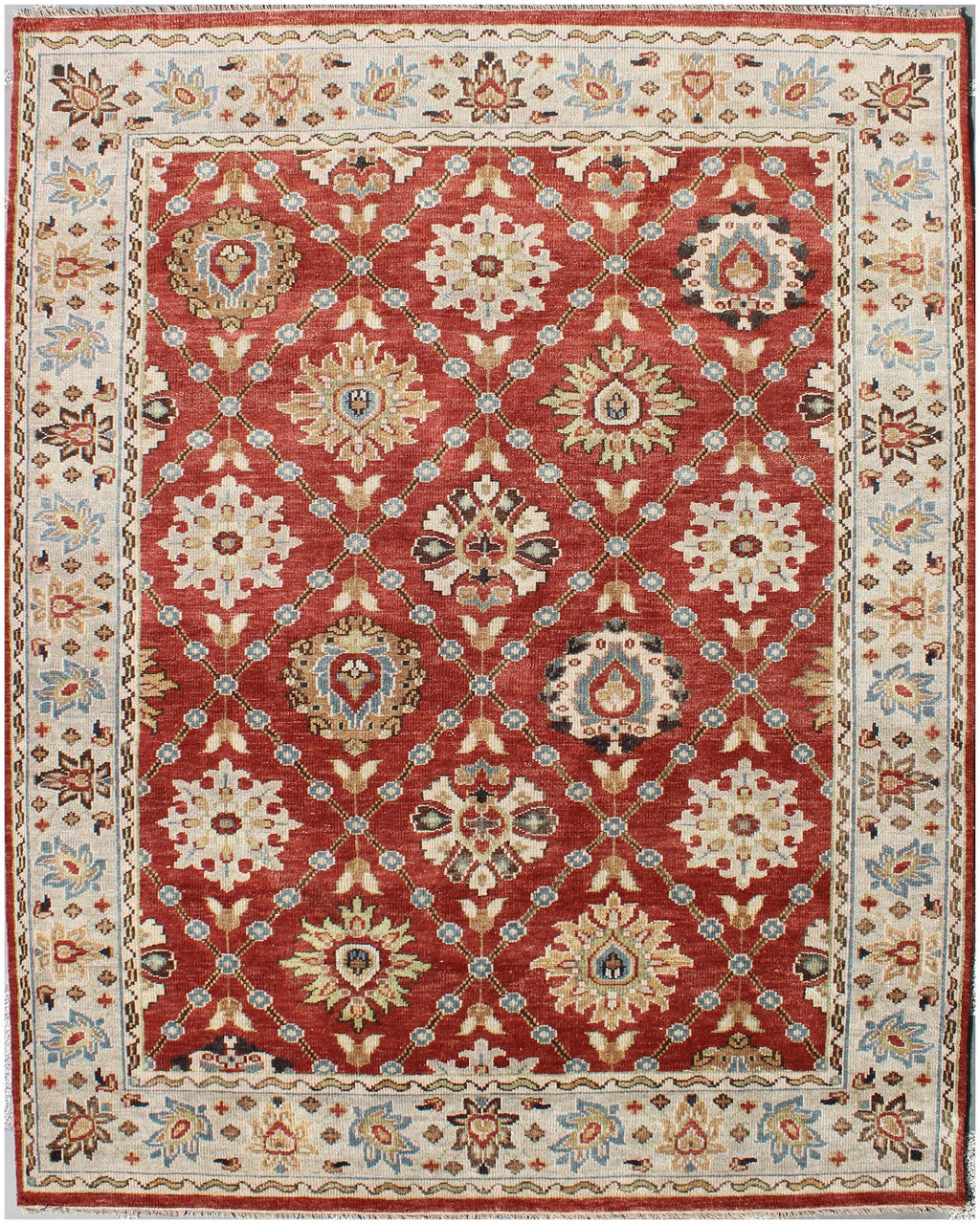 8x10 & 9x12 Hand-Knotted Wool Oushak Rug | Terracotta & Ivory Transitional Area Rug