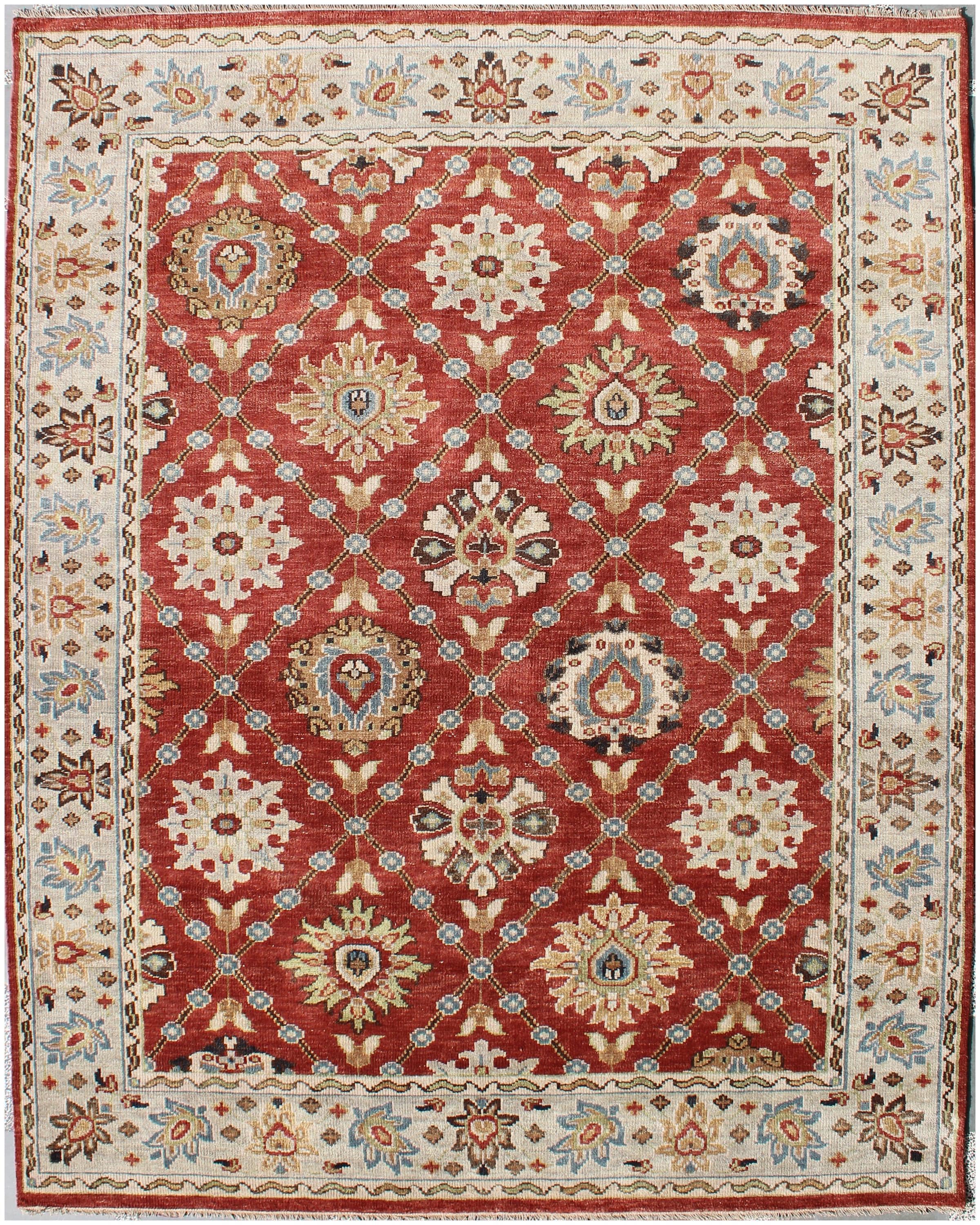 8x10 & 9x12 Hand-Knotted Wool Oushak Rug | Terracotta & Ivory Transitional Area Rug