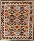 Hand Knotted Wool Rug, Multi Brown Santa Fe Pattern, 8x10 9x12