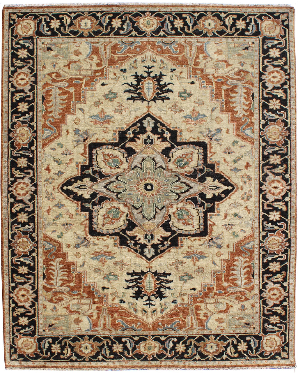 Hand-Knotted Serapi Design Wool Rug | 8x10 Traditional Persian Style