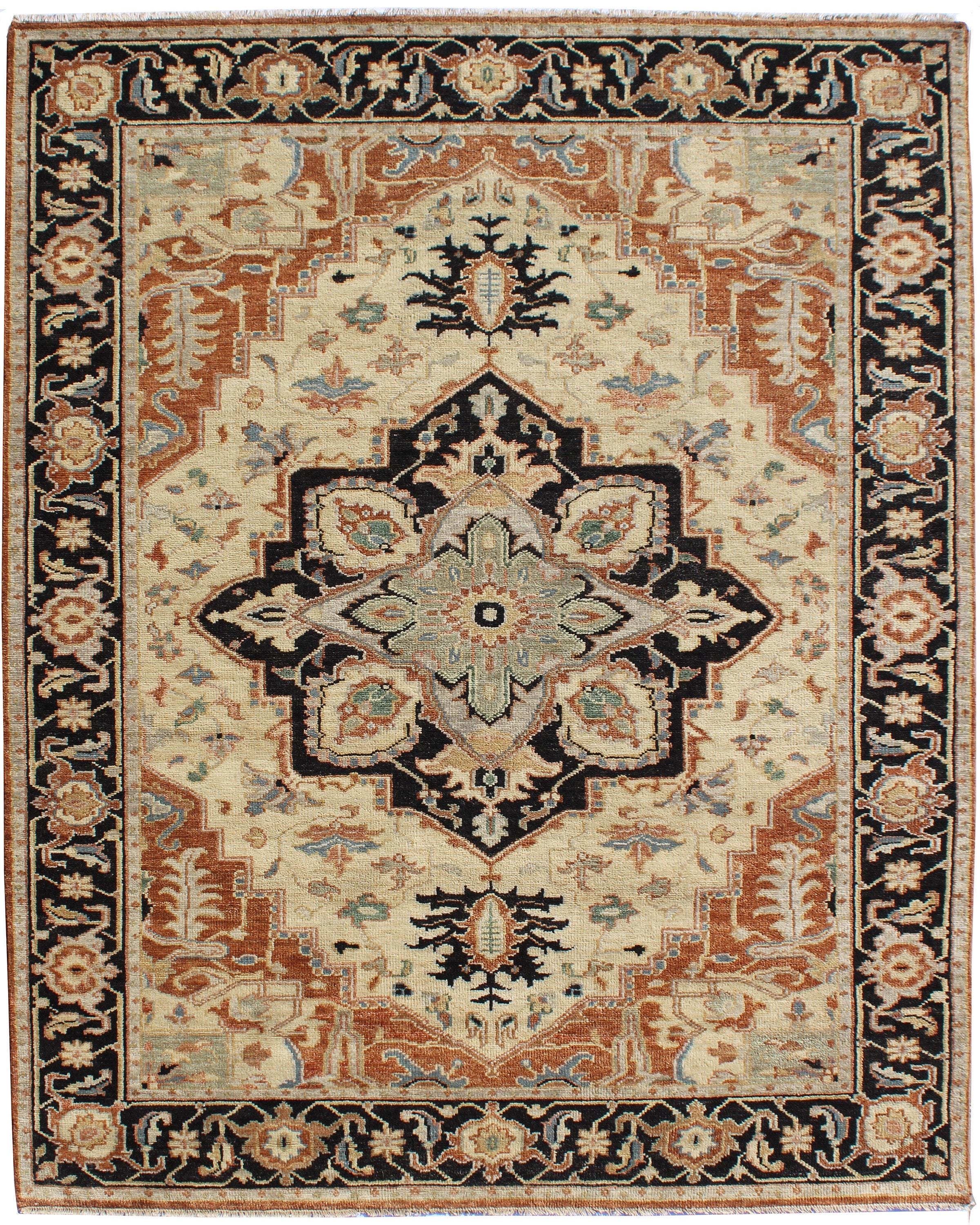 Hand-Knotted Serapi Design Wool Rug | 8x10 Traditional Persian Style