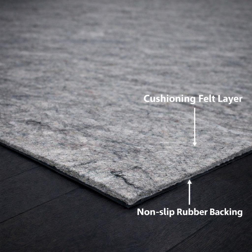 Custom cut Premium Durable Soft RugPad – Non-Slip backing, Cushioned & Floor Safe. Felt and Natural Rubber Rug Pad-Keep your rugs perfectly in place