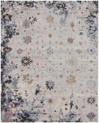 8x10 9x12 Capri Hand Knotted Wool Rug - Modern Distressed Area Rug for Living Room, Large Blue Grey Oriental Carpet, Luxury Handwoven Rug