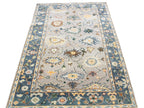 Hand Knotted Oushak Rug Grey Turkish Wool Area Rug