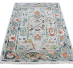 Hand Knotted Muted Oushak Rug - Sage Green Turkish Wool Area Rug