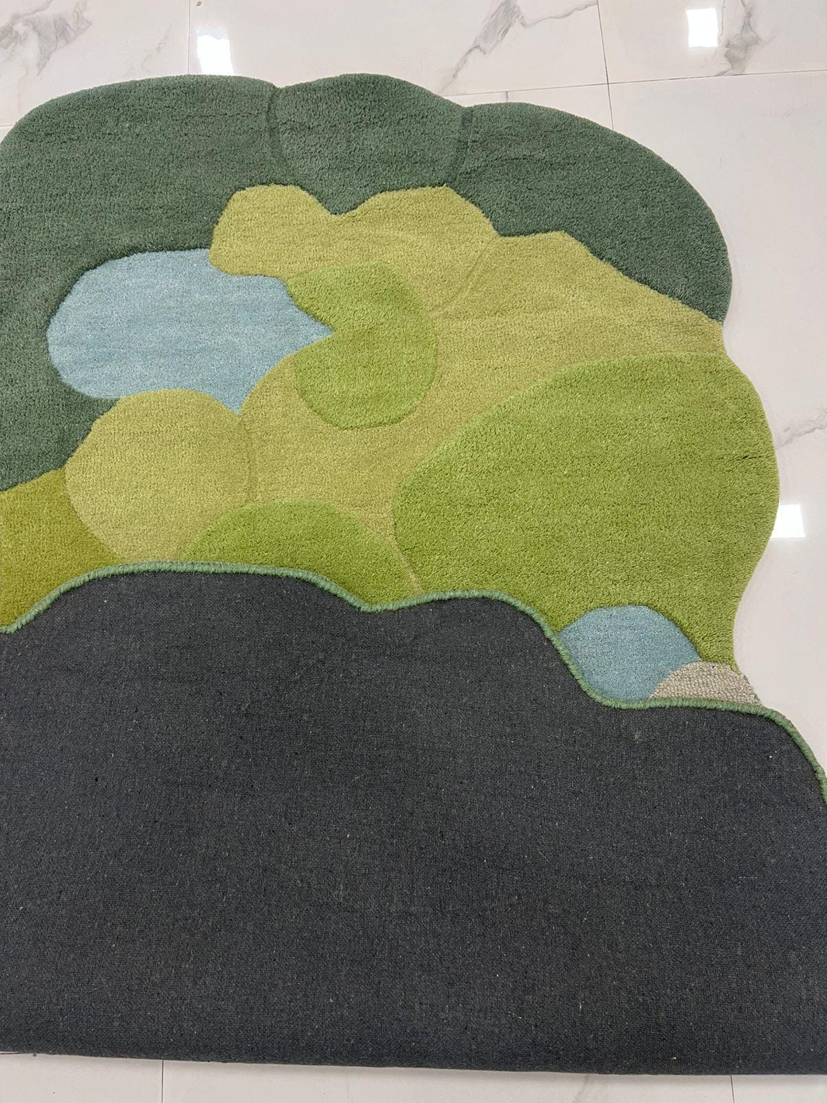 Hand Tufted Abstract Pebble Wool Area Rug – Handmade 3D Modern Moss Green Area Carpet Custom sizes -4x6 5x8 6x9 8x10 9x12 10x14 12x15