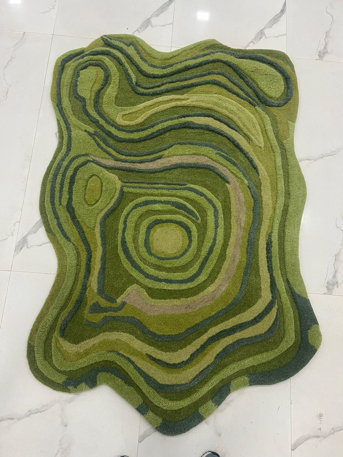 Hand Tufted Abstract Contour Wool Area Rug – Modern Forest Core Decor Carpet Custom sizes -4x6 5x8 6x9 8x10 9x12 10x14 12x15