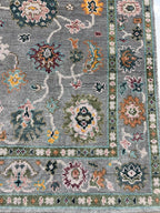 Hand Knotted Oushak Rug Grey Turkish Wool Area Rug