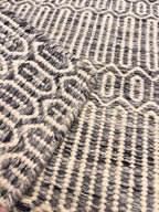 Diamond Geometric Wool Jute Rug - Neutral Grey/Ivory Flatweave Area Rug - Durable Entryway & Kitchen
