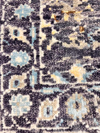 Hand-Knotted Wool Rug - 2x3 Distressed Purple Gold Medallion Oriental Rug with Pad