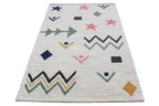 Colorful Geometric Shapes Wool Area Rug, Nursery Playroom Decor