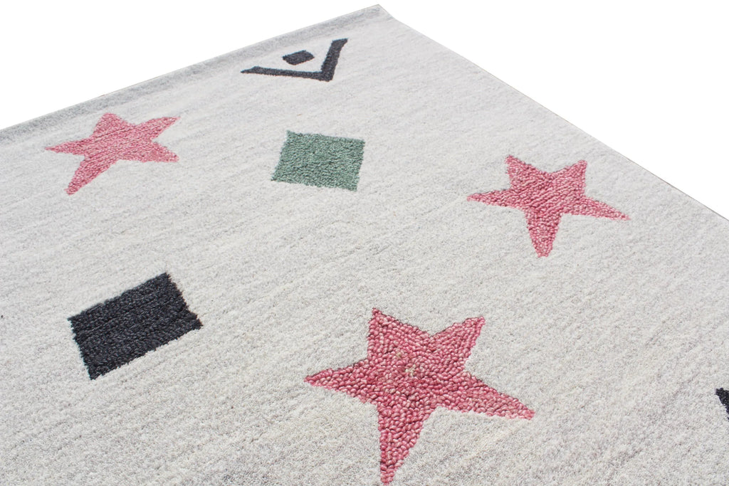 Colorful Geometric Shapes Wool Area Rug, Nursery Playroom Decor
