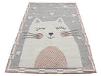 Hand-Tufted Cute Cat Nursery Decor, Soft Kids Bedroom Carpet, Animal Playroom Rug, Aesthetic Pastel Home Gift