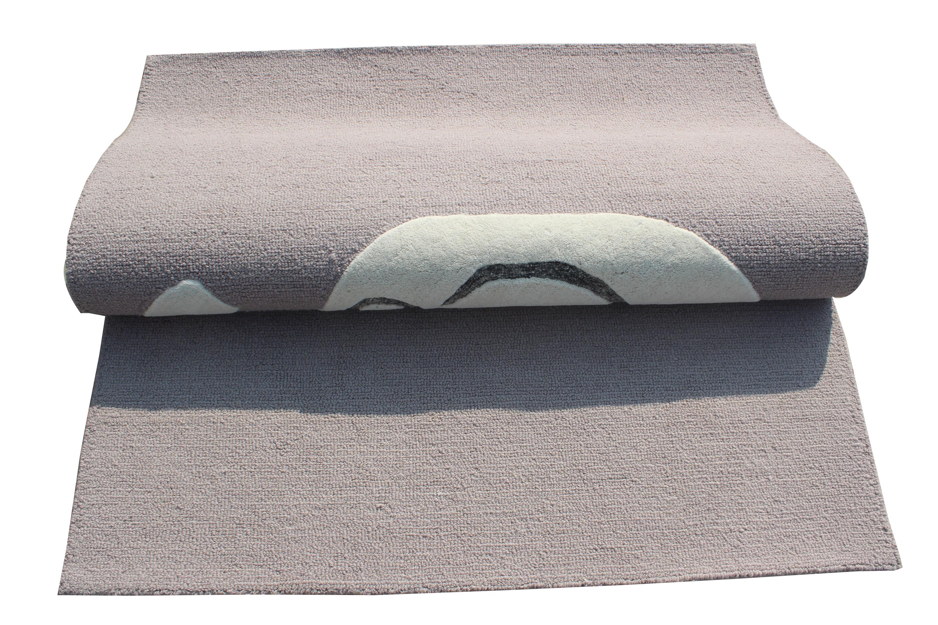 Elephant Hand Tufted Rug, Grey & White Nursery Area Rug, Cute Animal Kids Room Decor