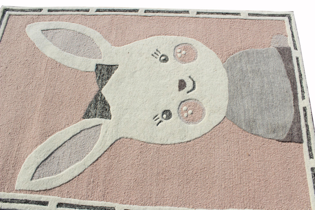 Cute pink Bunny Rug, Cute Pink Rabbit Nursery Decor