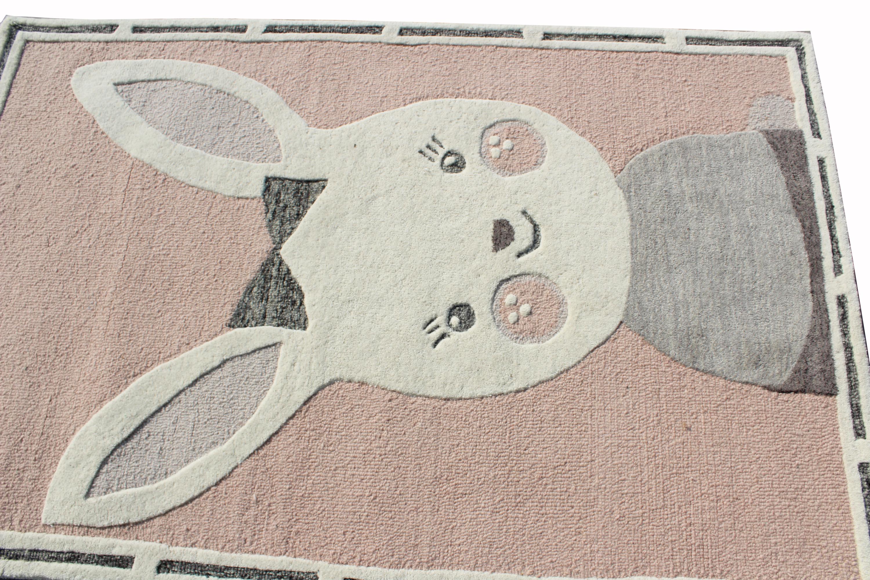 Cute pink Bunny Rug, Cute Pink Rabbit Nursery Decor