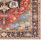 Hand Knotted Serapi Wool Rug, Rust Navy Heriz style Medallion Area Rug, Traditional Oriental Carpet for Living Room, Custom Sizes Available