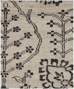 9x12 ft Large Hand-Knotted Wool Area Rug - Distressed Modern Transitional Floral Rug - Neutral Cream & Charcoal Rug for Living Room, Bedroom