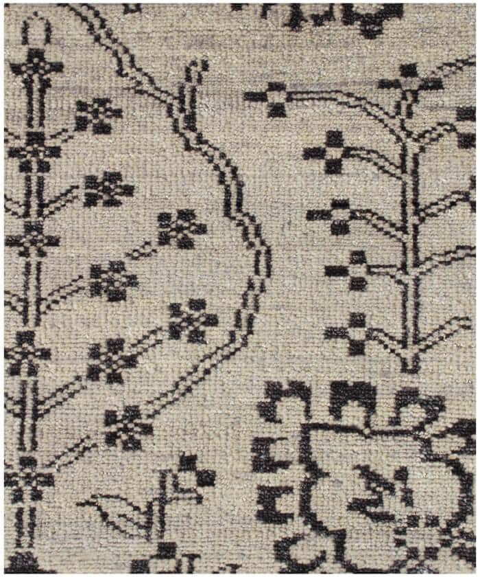 9x12 ft Large Hand-Knotted Wool Area Rug - Distressed Modern Transitional Floral Rug - Neutral Cream & Charcoal Rug for Living Room, Bedroom