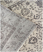 9x12 ft Large Hand-Knotted Wool Area Rug - Distressed Modern Transitional Floral Rug - Neutral Cream & Charcoal Rug for Living Room, Bedroom