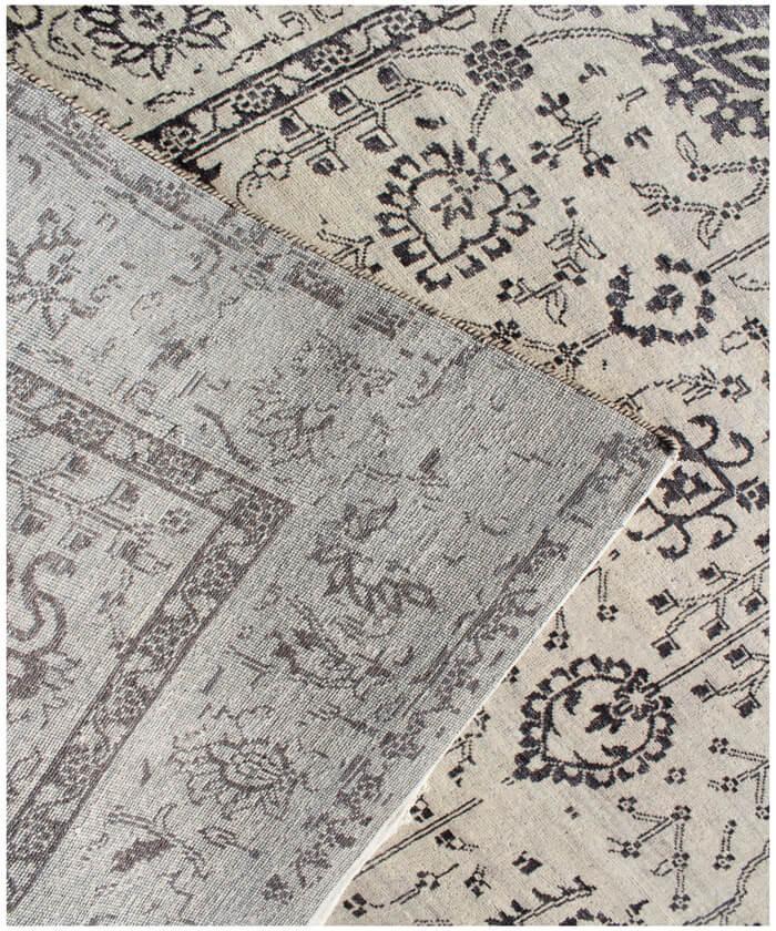 9x12 ft Large Hand-Knotted Wool Area Rug - Distressed Modern Transitional Floral Rug - Neutral Cream & Charcoal Rug for Living Room, Bedroom