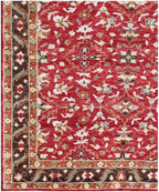 Luxury 8x 10 Red Hand-Knotted Rug, Traditional Floral Pattern Wool Area Carpet for Elegant living room dining room handmade gift