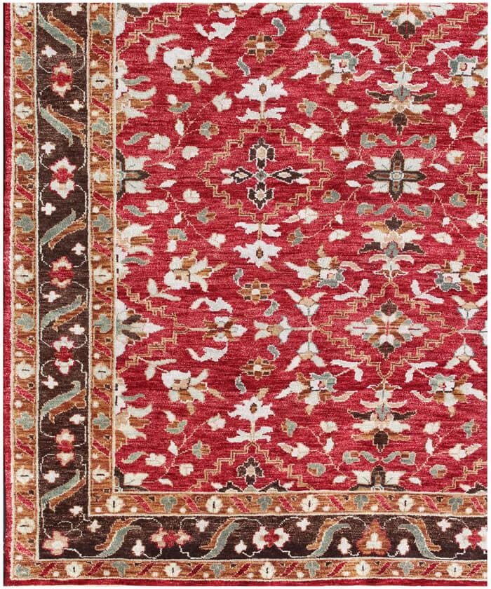 Luxury 8x 10 Red Hand-Knotted Rug, Traditional Floral Pattern Wool Area Carpet for Elegant living room dining room handmade gift