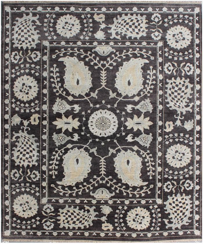 8x10 ft Elegant Paisley Pattern Gray & Cream Area Rug – Cozy Living Room